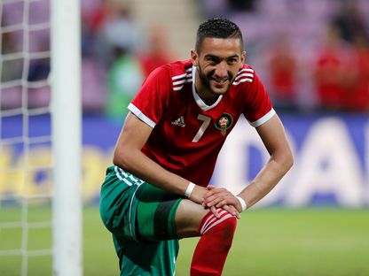 حكيم زياش خلال مباراة ودية بين المغرب وسلوفاكيا - 4 يونيو 2018  - REUTERS