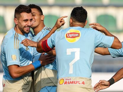 احتفال لاعبي الأهلي بتسجيل هدف في مرمى حرس الحدود بالدوري المصري - 23 سبتمبر 2025 - FB/@Al Ahly SC