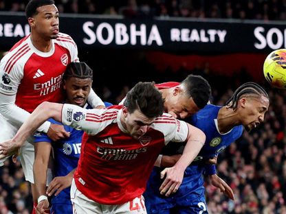 ديكلان رايس في مباراة أرسنال وتشيلسي بالدوري الإنجليزي - 1 مارس 2026 - Reuters