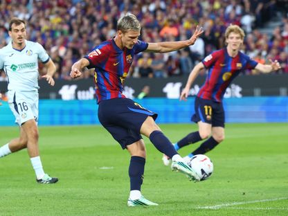 داني أولمو خلال مباراة برشلونة وخيتافي بالدوري الإسباني - 10 أكتوبر 2026 - Reuters