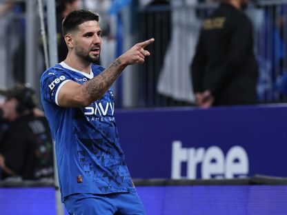 ألكسندر ميتروفيتش مهاجم الهلال يحتفل بتسجيل هدف في مرمى التعاون بالدوري السعودي - 26 أكتوبر 2024 - X/@Alhilal_EN