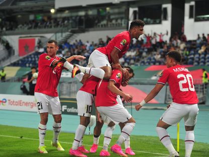 احتفال منتخب مصر تحت 23 عاماً بالتأهل لنصف نهائي أمم إفريقيا 2023 - Twitter/@EFA