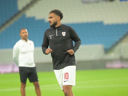 المغربي سفيان بوفال لاعب الريان القطري في التدريبات الجماعية لفريقه - 17 أغسطس 2023 - twitter/AlrayyanSC