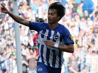 كاورو ميتوما بعد تسجيله هدفاً لبرايتون في مرمى بورنموث - 24 سبتمبر 2023 - X/@OfficialBHAFC