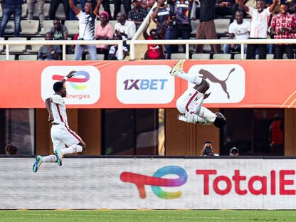 احتفال محمد أسد لاعب السودان بهدفه أمام السنغال بمباراة تحديد المركز الثالث في كأس إفريقيا للمحليين - 29 أغسطس 2025 - @CAF_Online