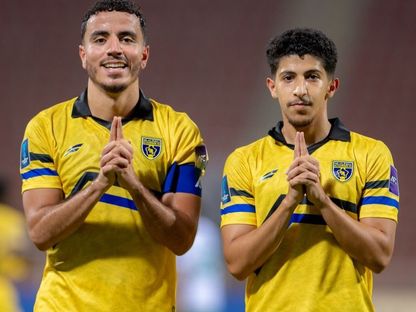 احتفال لاعبي التعاون السعودي بتسجيل هدف في مرمى النهضة العماني بدوري أبطال آسيا 2 - 16 سبتمبر 2026 - X/@AltaawounFC