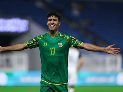 أحمد فرحان لاعب الشرطة العراقي يحتفل بهدفه في شباك السد - 5 أغسطس 2023 - twitter/UAFAAC