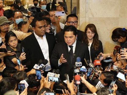 إيريك توهير يتحدث لوسائل الإعلام بعد انتخابه رئيساً للاتحاد الإندونيسي لكرة القدم - 16 فبراير 2023 - TWITTER/@erickthohir