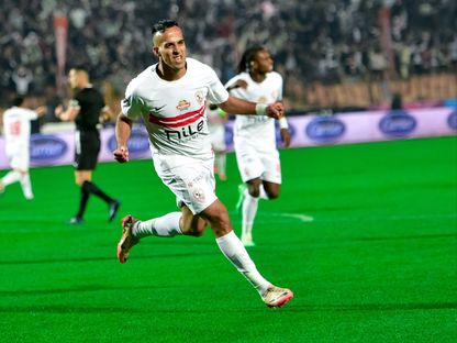 ناصر منسي يحتفل بهدفه في مباراة الزمالك والاتحاد بالدوري المصري - 6 مارس 2026 - X/ZSCOfficial