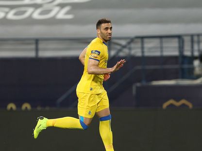 فرحة حمد الله بهدفه في مرمى العين - الحساب الرسمي لنادي النصر على تويتر