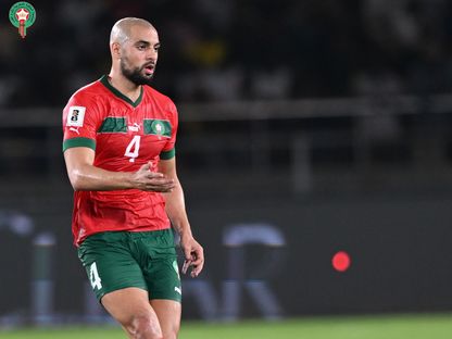 سفيان أمرابط لاعب المنتخب المغربي خلال مباراة تنزانيا بتصفيات كأس العالم 2026 - 21 نوفمبر 2023 - X@EnMaroc
