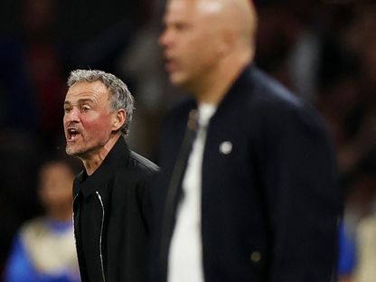 لويس إنريكي خلال مباراة باريس سان جيرمان وليفربول بدوري أبطال أوروبا - 8 أبريل 2026 - Reuters