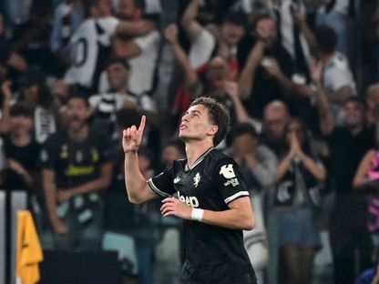 كينان يلدز بعد تسجيله هدفاً ليوفنتوس في مرمى بوروسيا دورتموند بدوري أبطال أوروبا - 16 سبتمبر 2025 - REUTERS