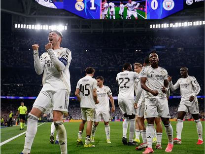 فيديريكو فالفيردي بعد تسجيله هدفاً لريال مدريد في مرمى مانشستر سيتي بدوري أبطال أوروبا - 11 مارس 2026 - realmadrid.com