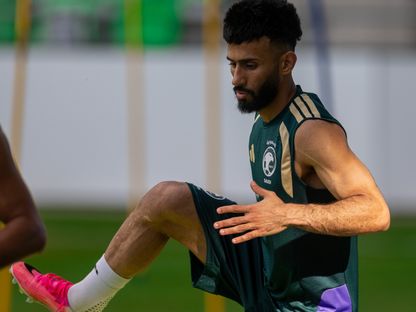 سلطام مندش لاعب السعودية خلال تدريب - 17 يونيو 2026 - X/@SaudiNT