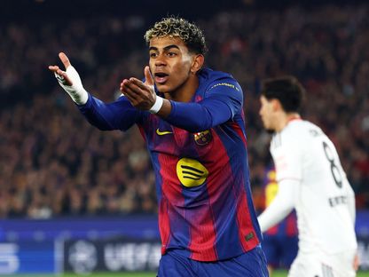 لامين يامال لاعب برشلونة خلال مواجهة أينتراخت فرانكفورت في دوري أبطال أوروبا - 10 ديسمبر 2025 - REUTERS