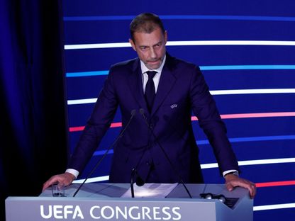 رئيس الاتحاد الأوروبي للكرة ألكسندر تشيفيرين خلال اجتماع "يويفا" في باريس -  فبراير 2024 - Reuters