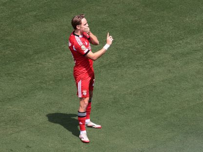 أندرياس شويلدروب لاعب بنفيكا يحتفل بهدفه في مرمى بايرن ميونيخ في كأس العالم للأندية - 24 يونيو 2025 - IMAGN IMAGES via Reuters Connect