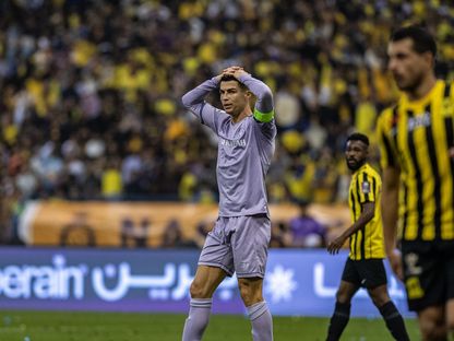 كريستيانو رونالدو خلال مباراة النصر والاتحاد في نصف نهائي كأس السوبر السعودي- 26 يناير 2023 - GETTY