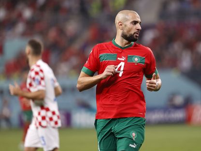 سفيان أمرابط لاعب منتخب المغرب خلال مباراة كرواتيا -17 ديسمبر 2022 - Reuters