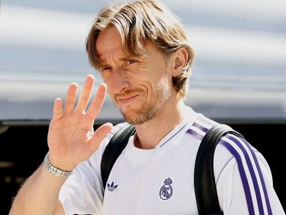 لوكا مودريتش قائد ريال مدريد أثناء الوصول لإشبيلية لخوض لقاء بالدوري الإسباني - 18 مايو 2025 - Real Madrid FC