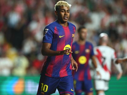 لامين يامال بعد تسجيله هدفاً لبرشلونة في مرمى رايو فايكانو - 31 أغسطس 2025 - REUTERS