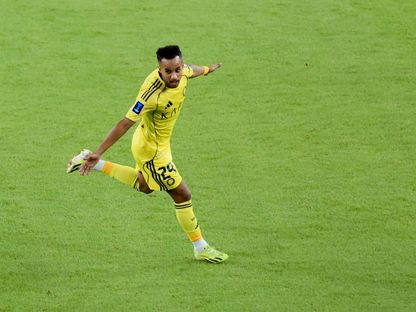 احتفال عبد الرحمن غريب بتسجيل هدف للنصر السعودي في مرمى غوا الهندي بدوري أبطال آسيا 2 - 5 نوفمبر 2025 - X/@AlNassrFC