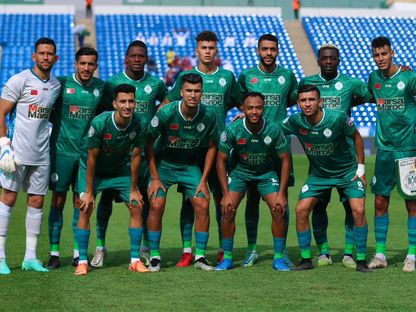 فريق الرجاء الرياضي قبل مواجهته أمام الوحدة الإماراتي - 3 أغسطس 2023 - twitter/UAFAAC