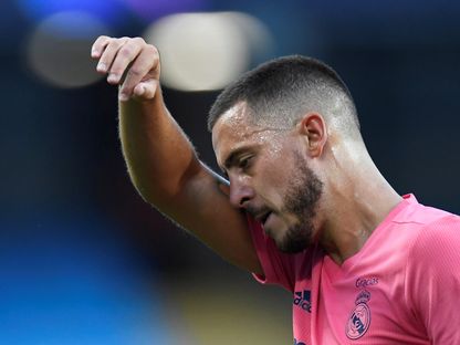 إيدن هازارد لاعب ريال مدريد الإسباني خلال مواجهة مانشستر سيتي في دوري الأبطال - 7 أغسطس 2020 - REUTERS