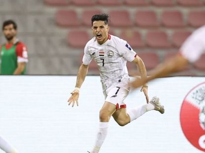 ناصر الغواشي لاعب المنتخب اليمني يحتفل بعد التسجيل بمواجهة لبنان في تصفيات كأس آسيا - 4 يونيو 2026 - X/@afcasiancup