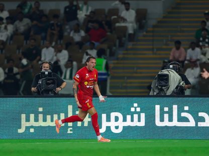 ماتيو ريتيغي مهاجم القادسية يحتفل بهدفه أمام الأهلي في ربع نهائي كأس خادم الحرمين الشريفين - 28 نوفمبر 2025 - x@KingCupSA