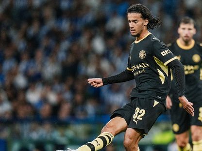 المغربي أيوب بوعدي خلال مواجهة مانشستر سيتي وبورتو في دوري أبطال أوروبا - 8 سبتمبر 2026 - X/@ManCity