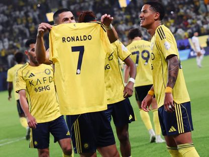 كريستيانو رونالدو نجم النصر يحتفل بهدفه أمام الفتح بالدوري السعودي - 18 أكتوبر 2025 - x@AlNassrFC