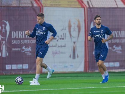 من تدريبات الهلال قبل مواجهة الأهلي في السوبر السعودي - 12 أغسطس 2024 - X/@Alhilal_FC