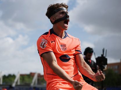 فيرمين لوبيز لاعب برشلونة يحتفل بهدفه أمام خيتافي بالدوري الإسباني - 25 أبريل 2026 - Reuters