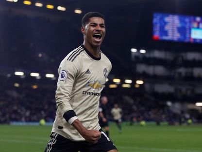 ماركوس راشفورد يحتفل بتسجيل هدف لمانشستر يونايتد في شباك بيرنلي بالدوري الإنجليزي - 28 ديسمبر 2019 - REUTERS