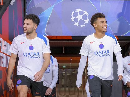 ديزيري دوي وغونسالو راموس خلال تدريب لباريس سان جيرمان - 20 أكتوبر 2025 - X/@PSG_inside