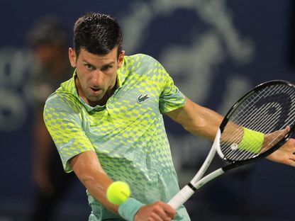 البطل الصربي نوفاك دجوكوفيتش في بطولة دبي للتنس - 18 مارس 2023 - Reuters