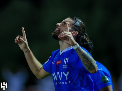 البرتغالي روبن نيفيز لاعب الهلال يحتفل بهدفه في مرمى الجبلين بكأس خادم الحرمين الشريفين - 25 سبتمبر 2023  - X/@Alhilal_FC