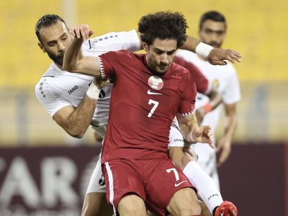 من مواجهة قطر والأردن الودية قبل كأس آسيا - 5 يناير 2024  - X/@QFA