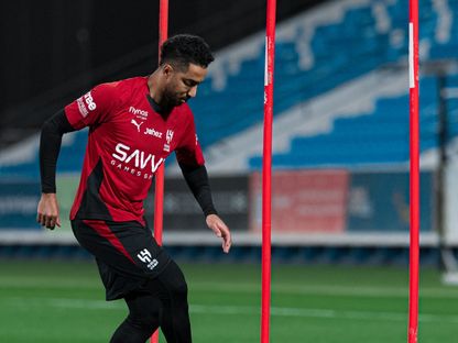 سالم الدوسري في تدريبات ناديه الهلال - 9 مارس 2026 - X/@Alhilal_FC