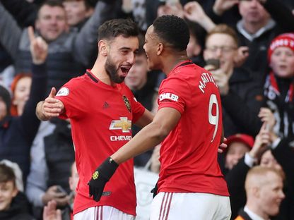 لاعبا مانشستر يونايتد: المهاجم الفرنسي أنتوني مارسيال والبرتغالي برونو فيرنانديز - Action Images via Reuters