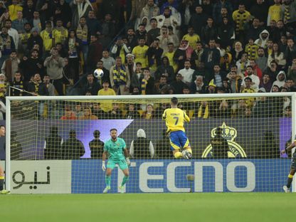 كريستيانو رونالدو مهاجم النصر لدى تسجيله هدفاً في مرمى الوصل - 3 فبراير 2025 - X/@AlNassrFC