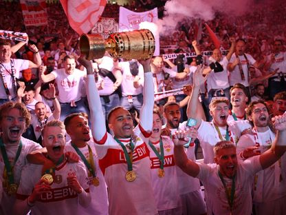 شتوتغارت يحتفل بلقب كأس ألمانيا لكرة القدم - 24 مايو 2025 - Reuters
