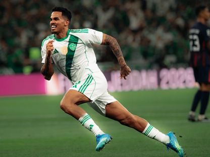 احتفال جالينو لاعب الأهلي بتسجيل هدف في مرمى جوهور دار التعظيم الماليزي في ربع نهائي دوري أبطال آسيا للنخبة - 17 أبريل 2026 - X/@ALAHLI_FC