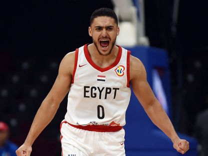 عمر زهران لاعب منتخب مصر خلال مواجهة المكسيك في كأس العالم لكرة السلة - 29 أغسطس 2023 - reuters