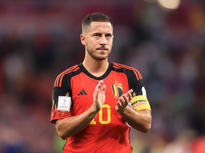 لاعب منتخب بلجيكا إدين هازارد من أخر ظهور دولي ضد كرواتيا في كأس العالم - 1 ديسمبر 2022 - Getty 