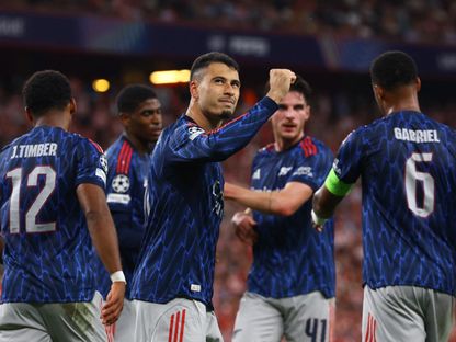 غابرييل مارتينيلي مهاجم أرسنال يحتفل بهدفه في مرمى أتلتيك بلباو في دوري أبطال أوروبا - 16 سبتمبر 2025 - Reuters