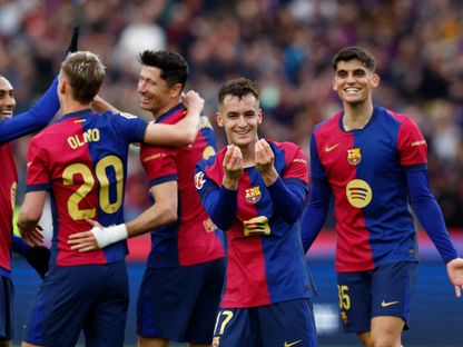 مارك كاسادو لاعب برشلونة يحتفل بهدفه في مرمى ريال سوسيداد - 2 مارس 2025 - Reuters