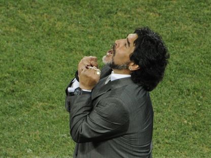دييغو أرماندو مارادونا في مونديال 2010 - AFP